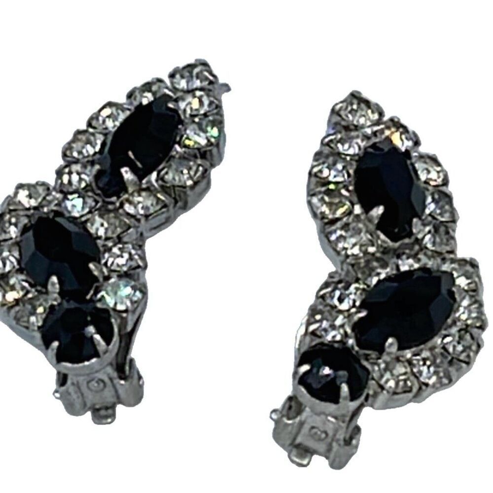 Vintage black crystal climber earrings